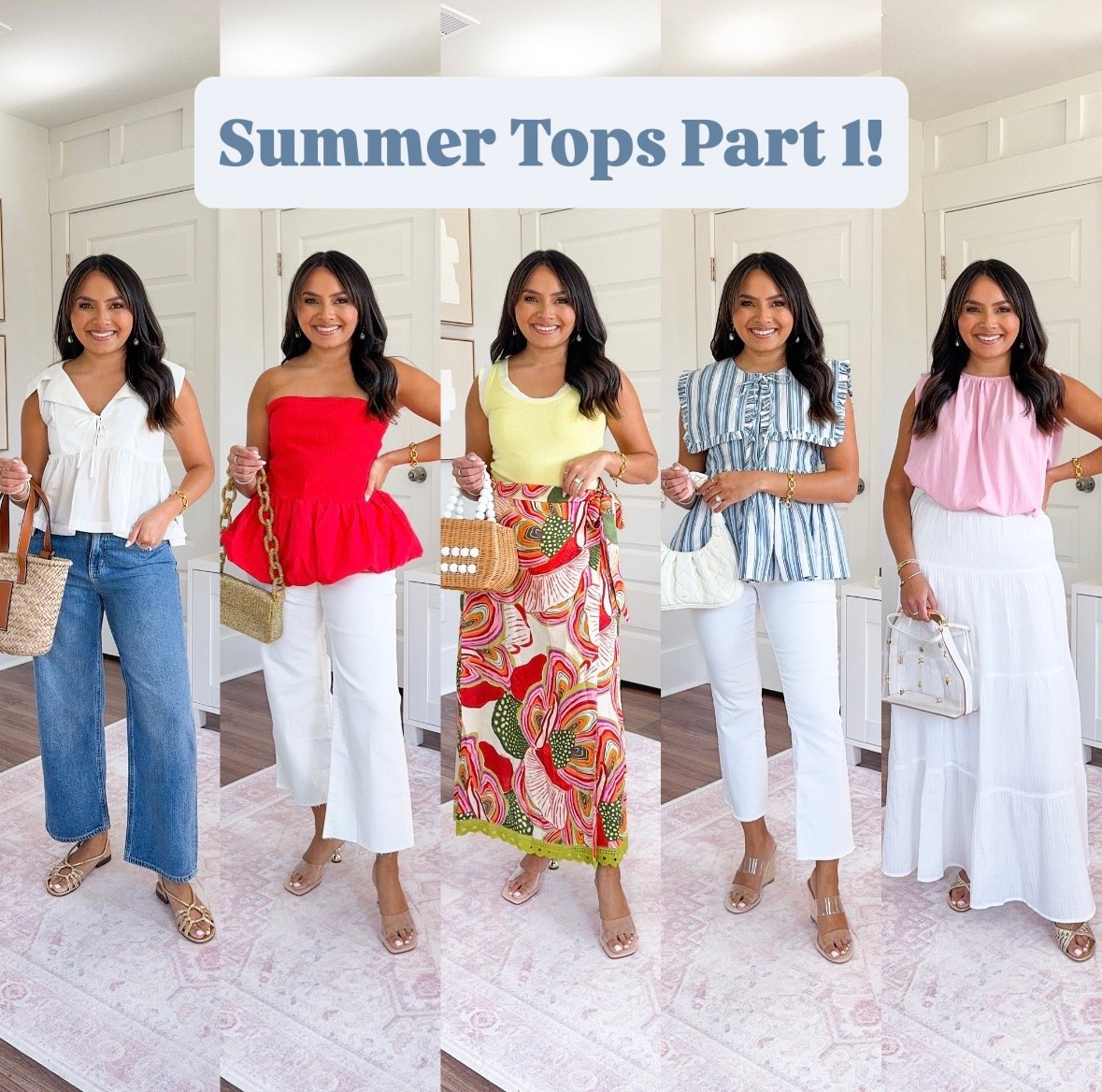 Anthro code! Use code RACHEL20 for 20% Off $100+ Reg Price Apparel, Accessories, Shoes, Beauty & Home -  some exclusions apply!

For reference: I’m 5’0, 32b bra size, and 2/26 in bottoms, pear shaped. 


Summer tops part 1!
White peplum top size xxs regular TTS
Jeans size 26 petite TTS
Gold sandals size 5 (now a size 4 for this brand) TTS

Red peplum top size xxs - a little big in the bust one me 
White jeans size 26 petite TTS
Clear heels - old similar linked

Yellow tank size xxs TTS
Pink and green printed wrap skirt size xs TTS
Clear heels - old similar linked

Blue stripe sailor top size 2 TTS
White jeans size 2 petite - these are the marilyn jeans but the frayed hem, linked the clean hem version
Clear wedge heels size 5 TTS

Pink bubble top size xxs TTS - didn’t love this top
White skirt size xs TTS
Gold heels size 5 TTS


#LTKSaleAlert #LTKPetite #LTKStyleTip