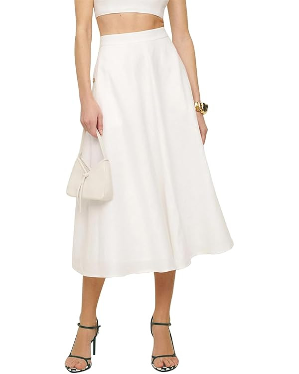 IDEALSANXUN Womens Cotton Linen Skirts Spring Summer A Line Pleated Maxi Midi Skirt with Pockets | Amazon (US)