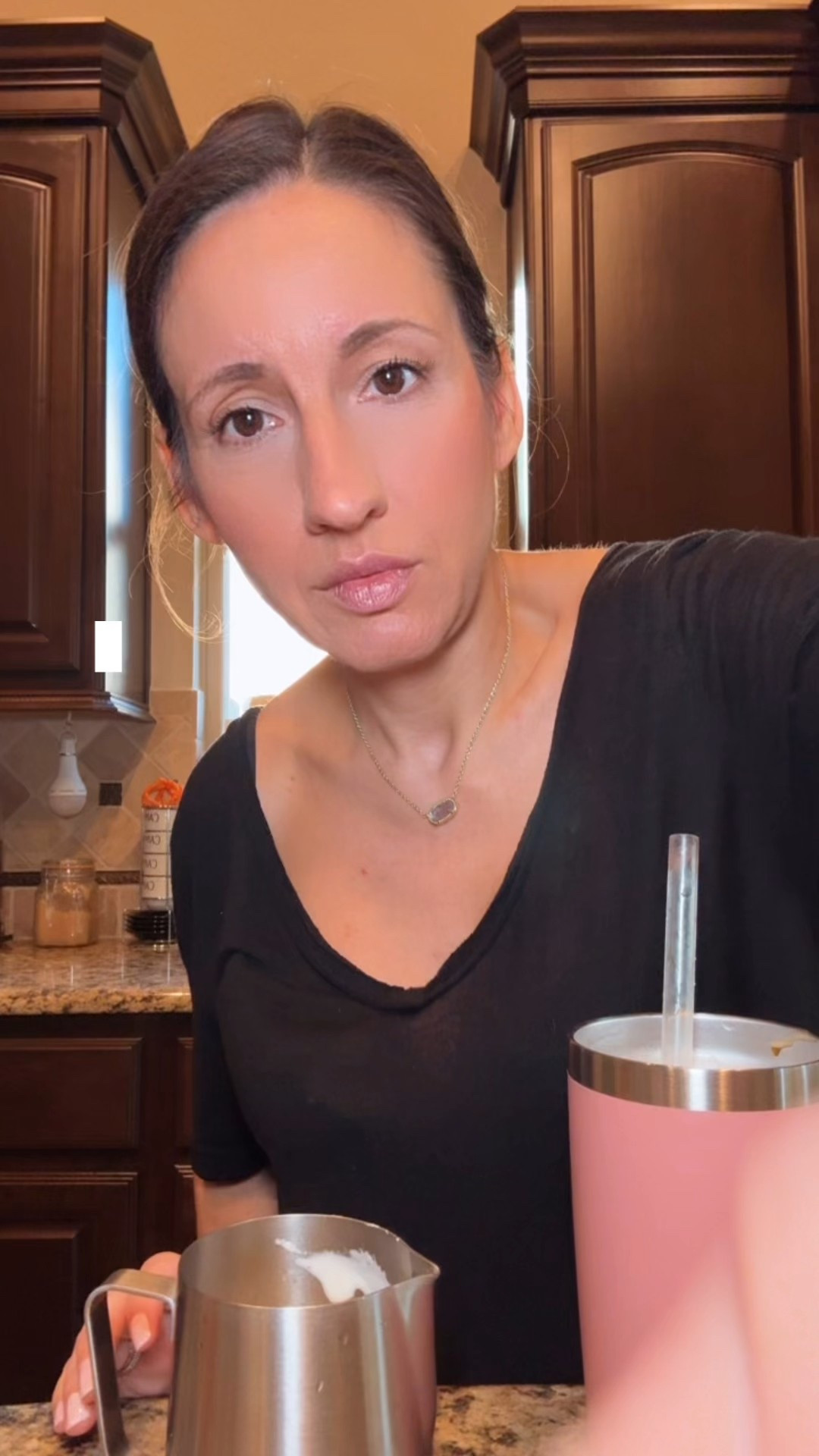 Hi! Okay I made my cold foam. It was delicious. I used a frother, Yeti cup, Le Crueset spatula, and it was delicious. 
Coffee time. 
Black t-shirt and Kendra Scott necklace  

#LTKOver40 #LTKPetite #LTKfoodie