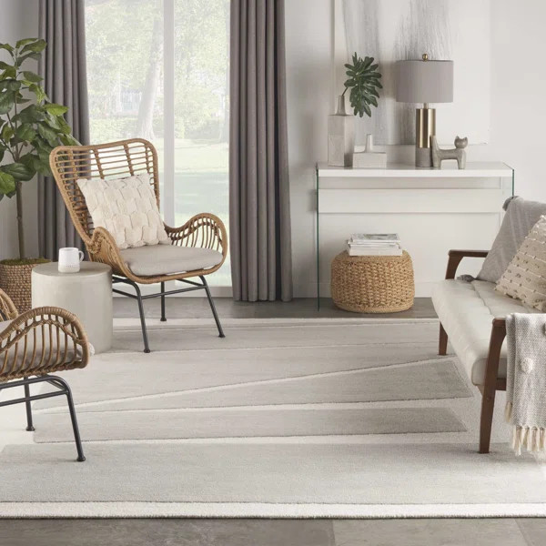 Glenda Handmade Hand-Knotted Wool Gray/Cream Rug | Wayfair North America