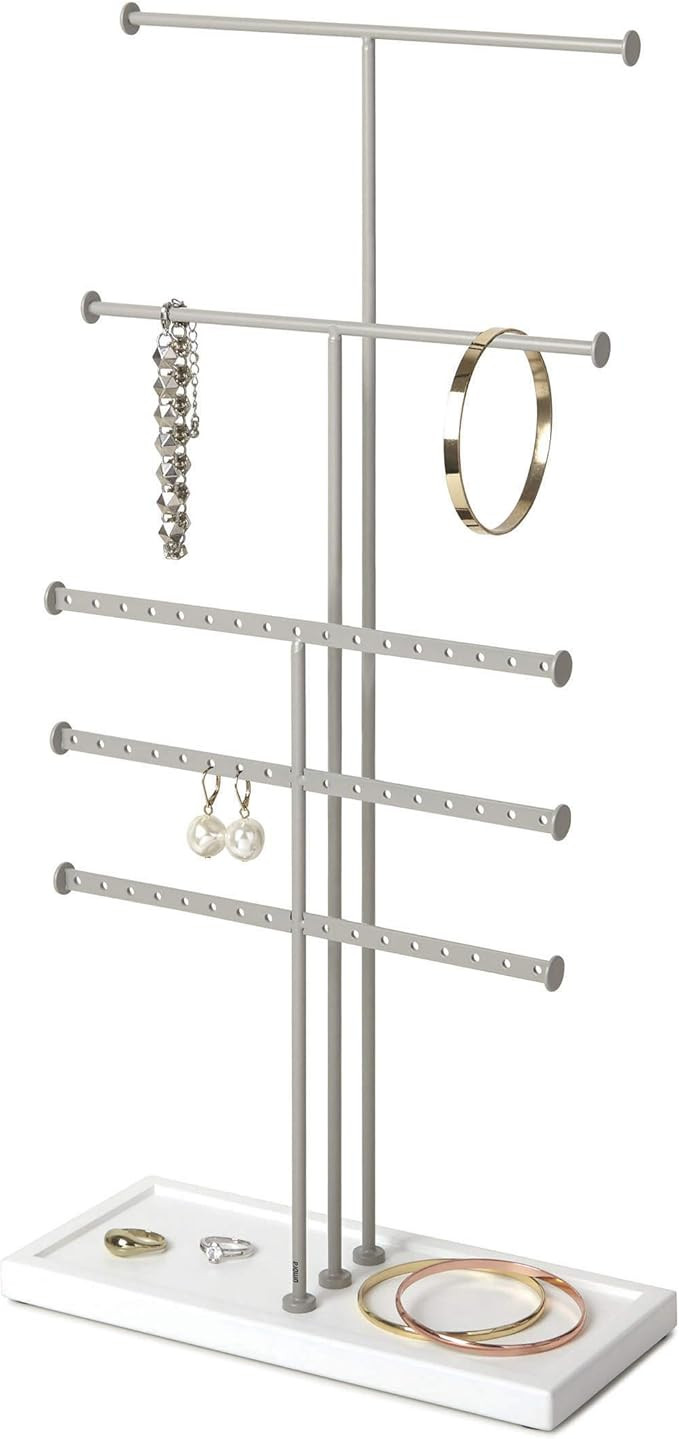 Umbra Trigem Tiered Tabletop Jewelry Organizer Freestanding Hanging Necklace, Earring and Bracelet D | Amazon (US)