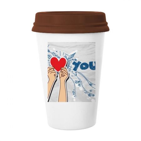 Holding Heart Sign I Love You Valentine Mug Coffee Drinking Glass Pottery Cerac Cup Lid | Walmart (US)
