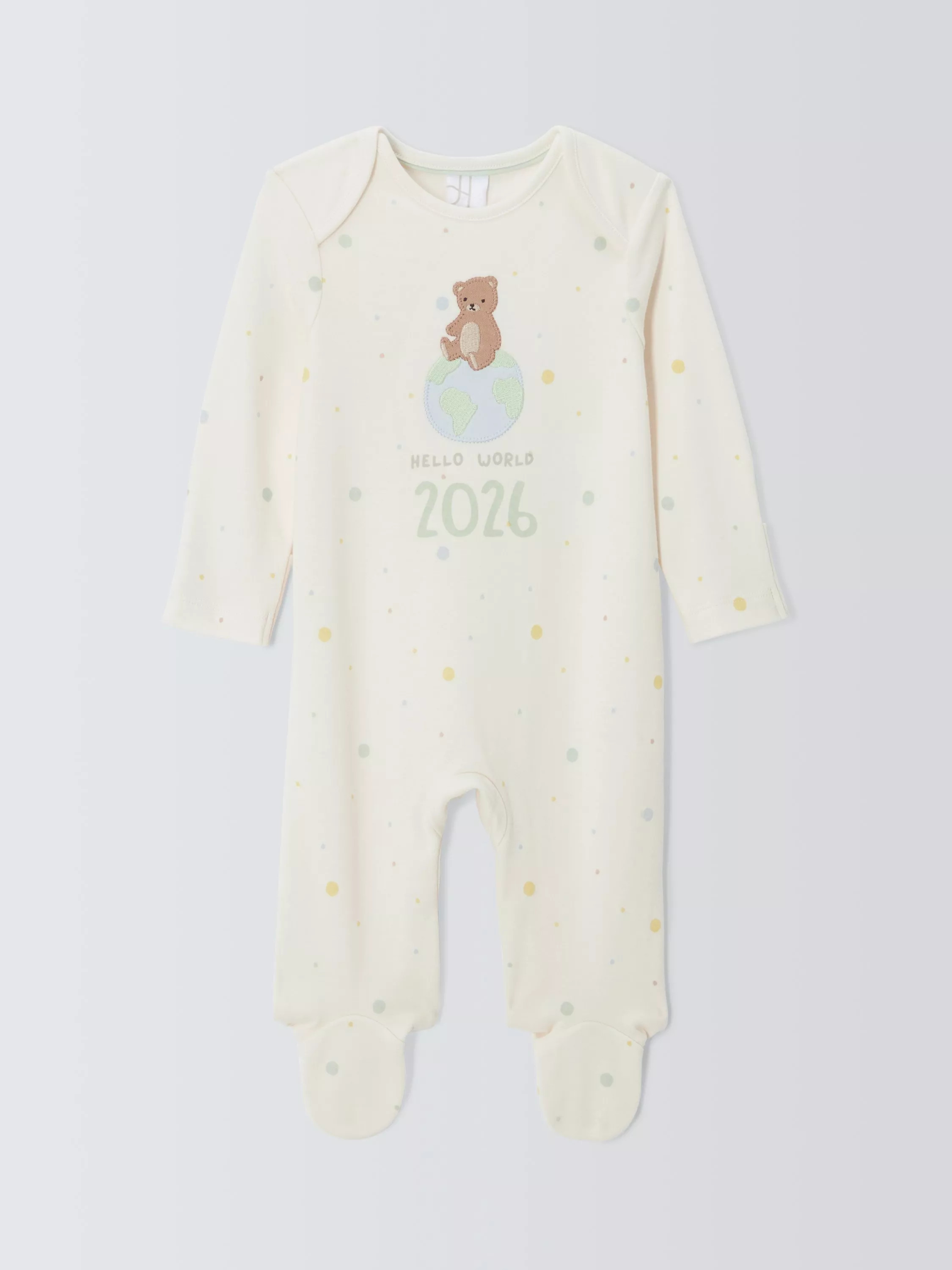 John Lewis Baby Born in 2026 Sleepsuit, White | John Lewis (UK)