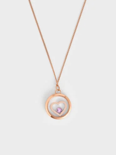 Rose Gold Malorie Crystal Heart Necklace | CHARLES & KEITH UK | Charles & Keith UK
