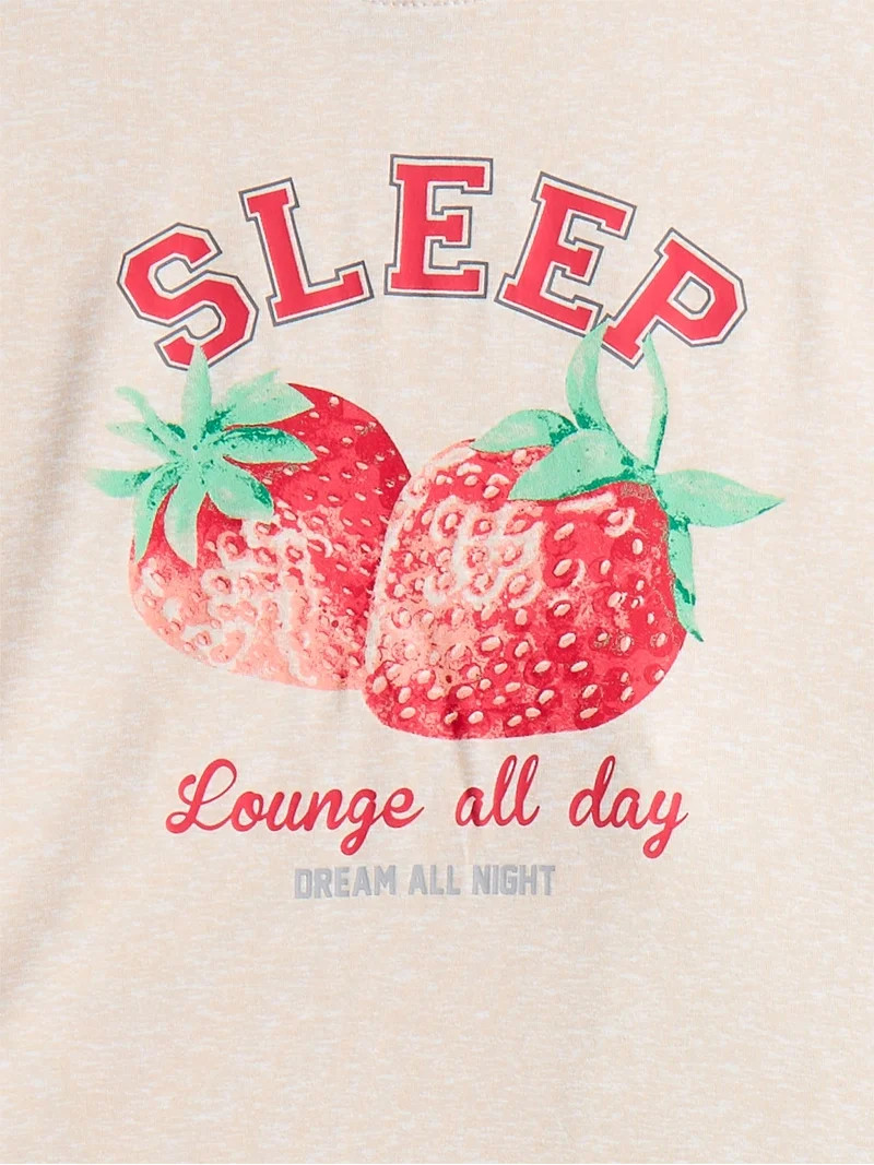 Wonder Nation Girls Short Sleeve Tee and Pants Pajama Set, 2-Piece, Sizes 4-18 | Walmart (US)