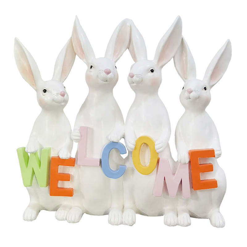27In Rabbits With Multicolor Welcome Sign | At Home