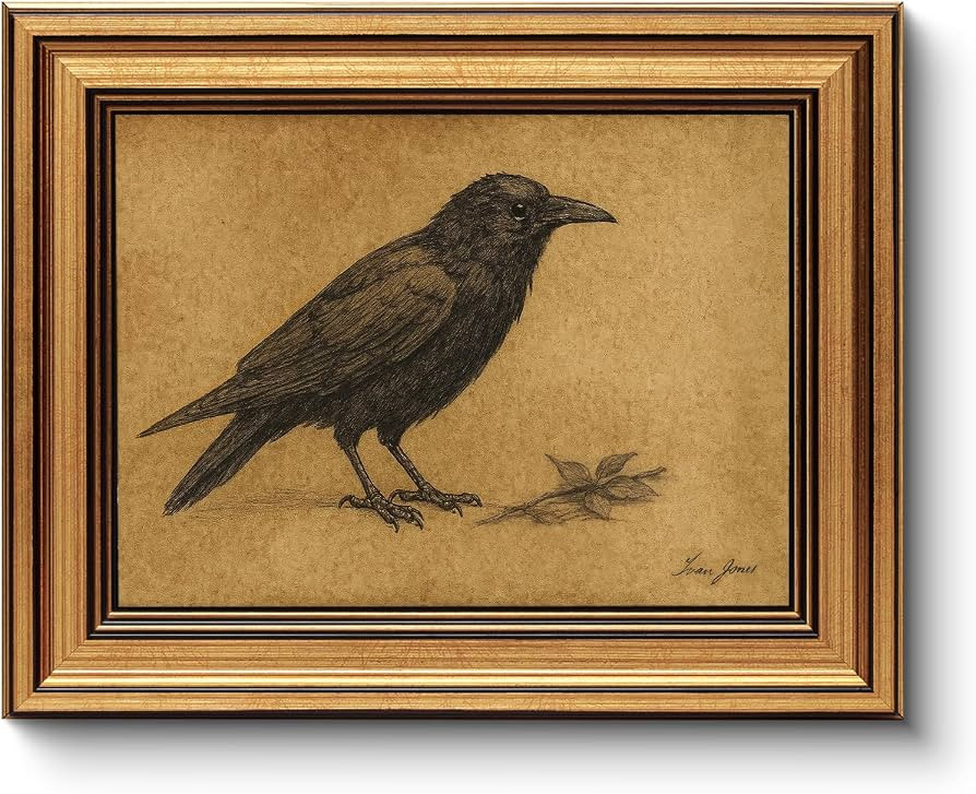 WHASAYART Gold Framed Wall Art for Living Room, Crow Painting Prints, Vintage Animal Wall Decor f... | Amazon (US)