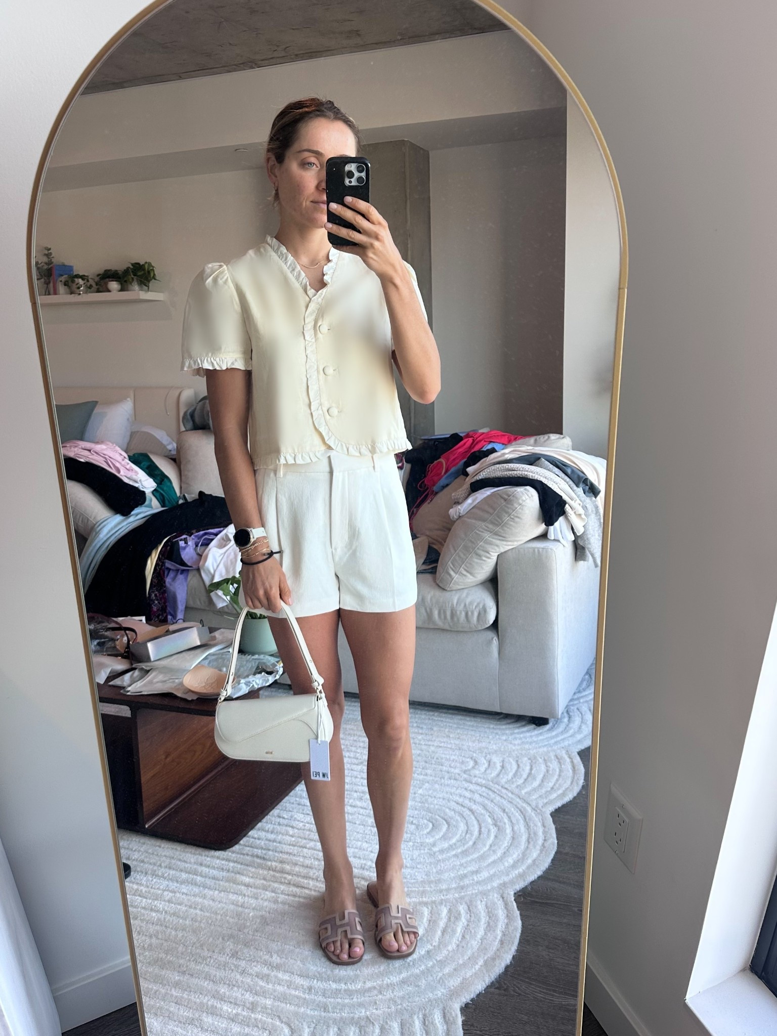 My favorite Reformation top 💛
+ LOVE these Aritzia shorts. Wearing a size 6 
Purse is under $100 on Amazon! 

#reformation #aritzia 

#LTKFindsUnder100 #LTKTravel #LTKStyleTip