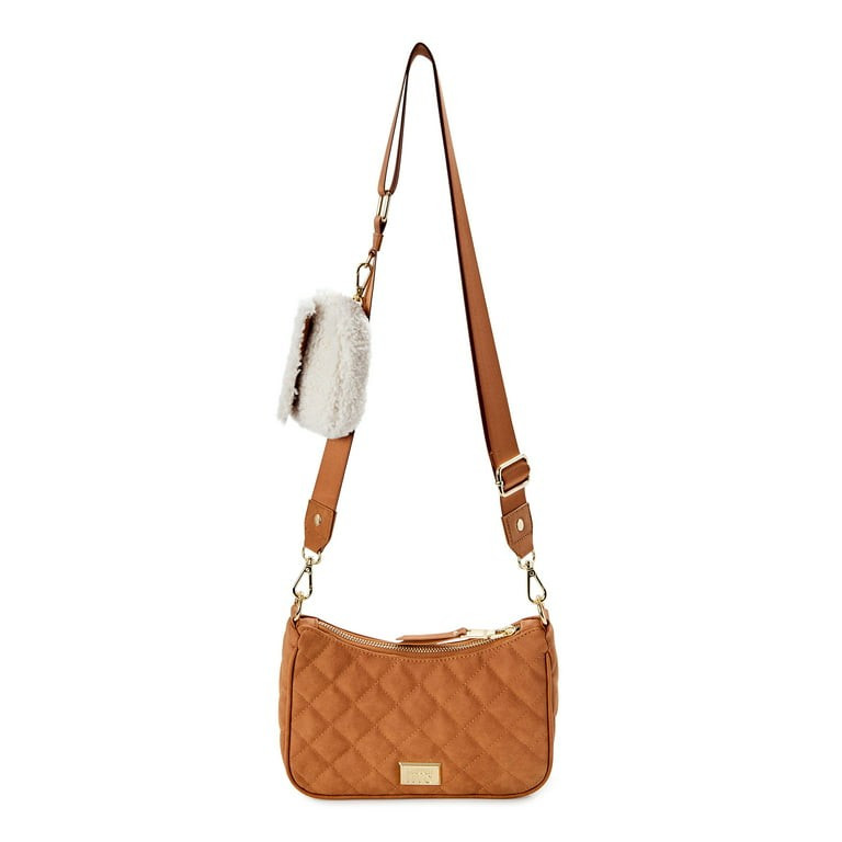 Madden NYC Women's Quilted Crossbody Bag with Faux Sherpa Pouch - Walmart.com | Walmart (US)
