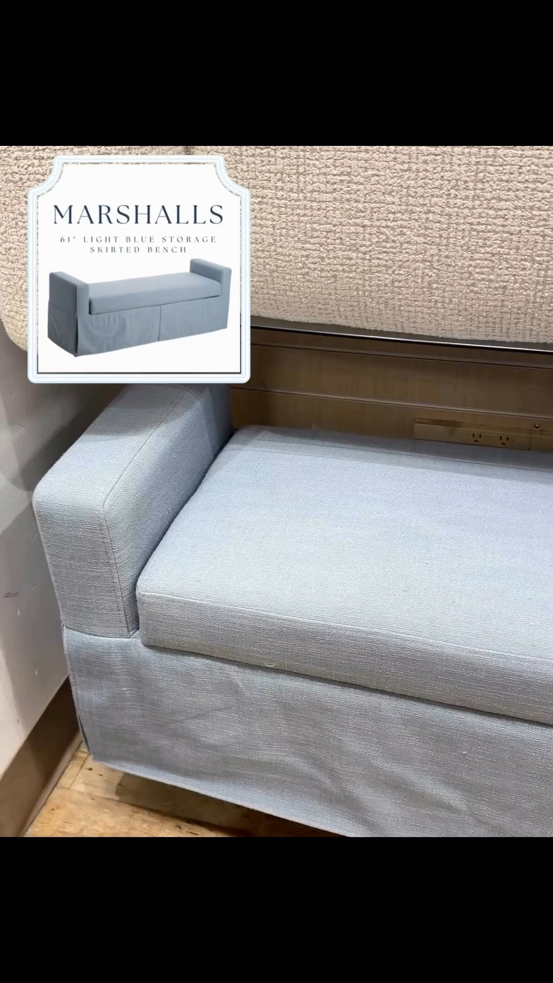 Look for Less Skirted Storage Bench available online from Marshalls! Light blue & 61” long by Lillian August @Marshalls @TJ Maxx

#LTKHome