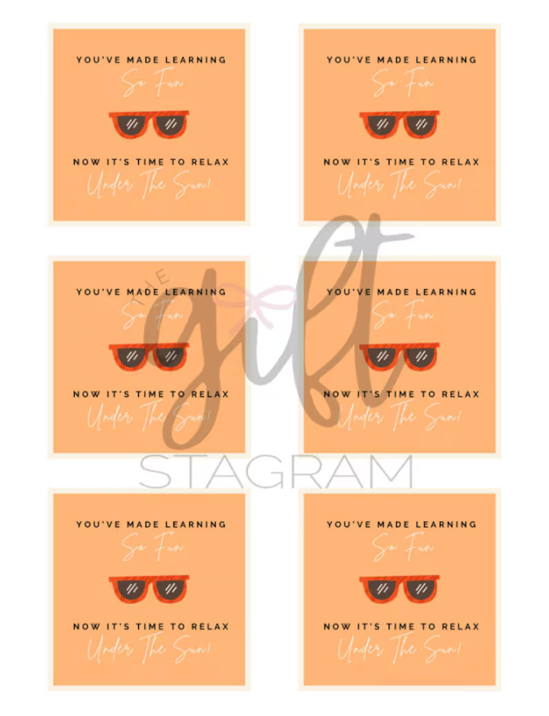 You've Made Learning so Fun, Now It's Time to Relax Under the Sun Gift Tag | DIGITAL DOWNLOAD | E... | Etsy (US)