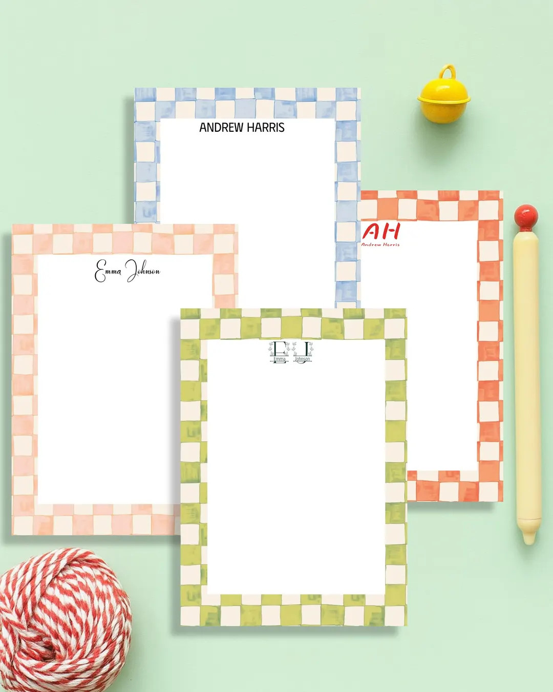Watercolor Checker Notepad - Personalized Stationery, Gift for Teachers, Professionals and Friend... | Etsy (US)