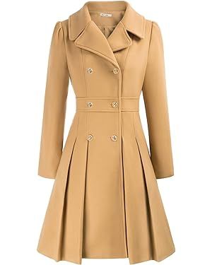 GRACE KARIN Women's Trench Coat Notch Lapel Double Breasted Thick A Line Pea Coats Jacket with Po... | Amazon (US)