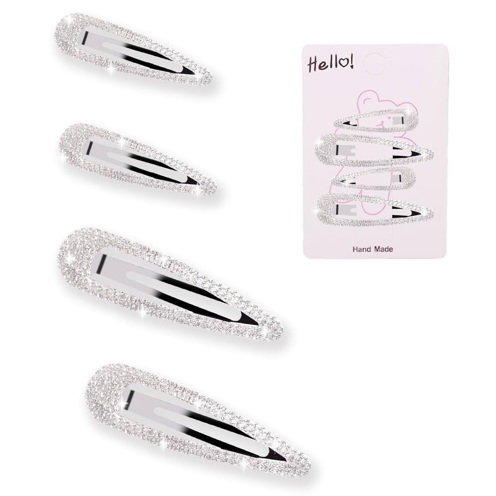 4Pcs Hair Clips for Girls,Two Sizes Glitter Crystal Hair Pins,Small Hair Barrettes for Women,Pret... | Amazon (US)
