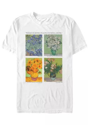 V-Line Men's Van Gogh Flowers Graphic T-Shirt, White, Medium | Belk