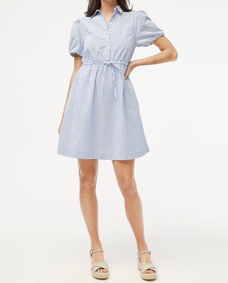 Puff sleeve drawstring waist shirt dress - comes in 5 colors! Light blue dress 

#LTKsalealert #LTKfindsunder100 #LTKSeasonal