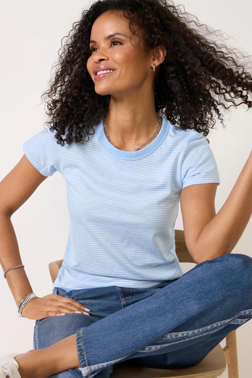The Slub Stripe Tee | Evereve