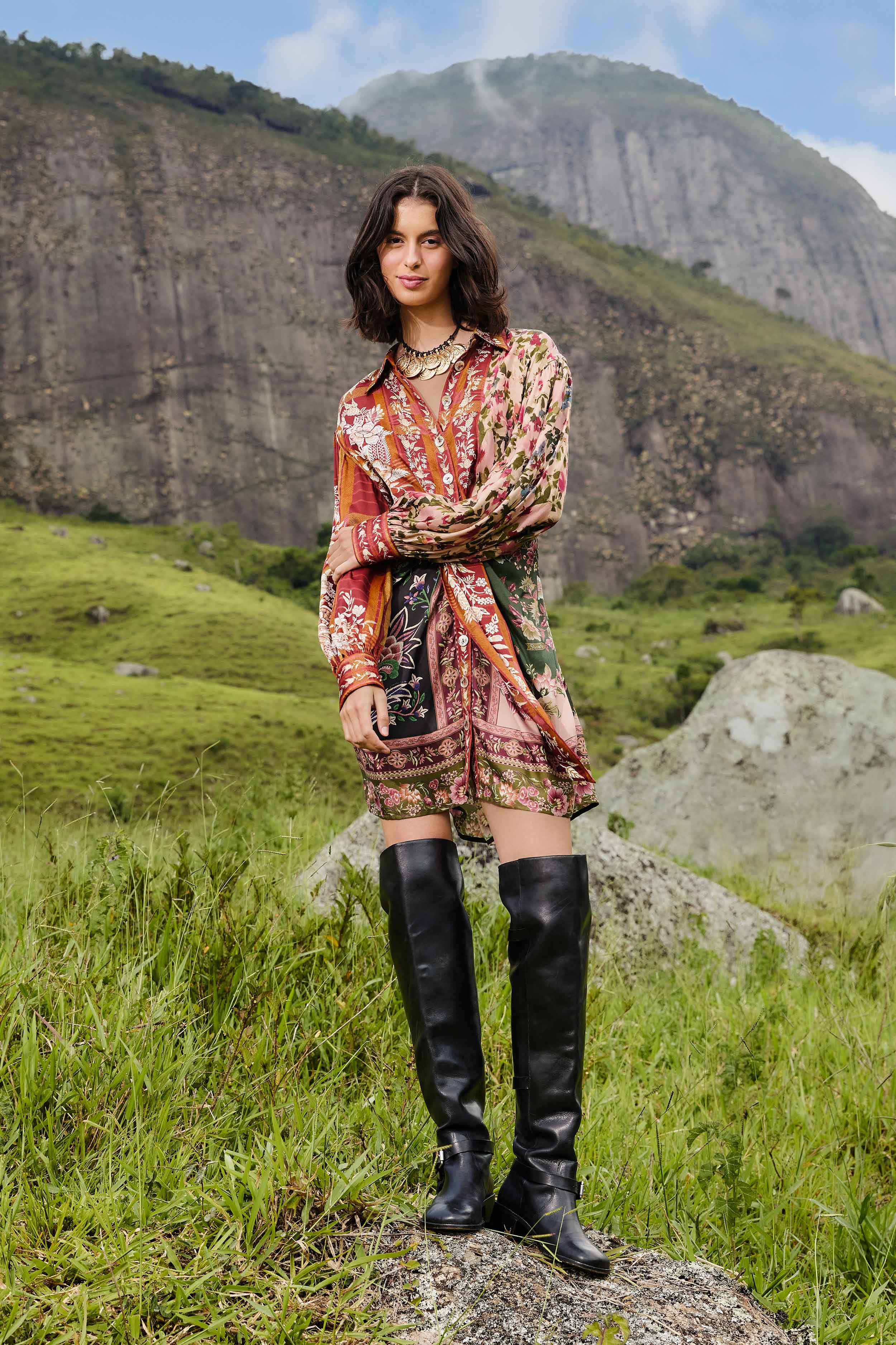 Mixed Winter Garden Lenzing™ Ecovero™ Viscose Mini Dress | FARM Rio | FarmRio (US)