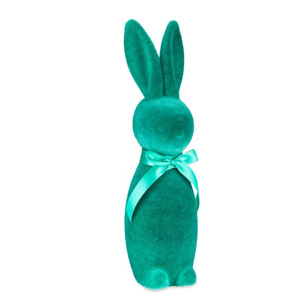Way to Celebrate Easter Flocked Bunny Decor, Emerald, 16" | Walmart (US)