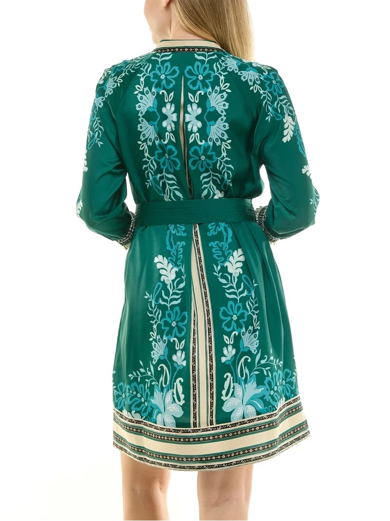 Nanette Nanette Lepore Womens Long Sleeve Tie Waist Mirror Print Mini Dress | Walmart (US)