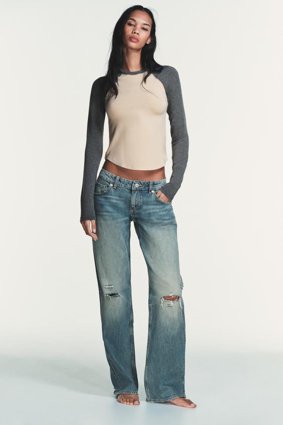 CONTRAST RAGLAN SLEEVE T-SHIRT | Zara UK