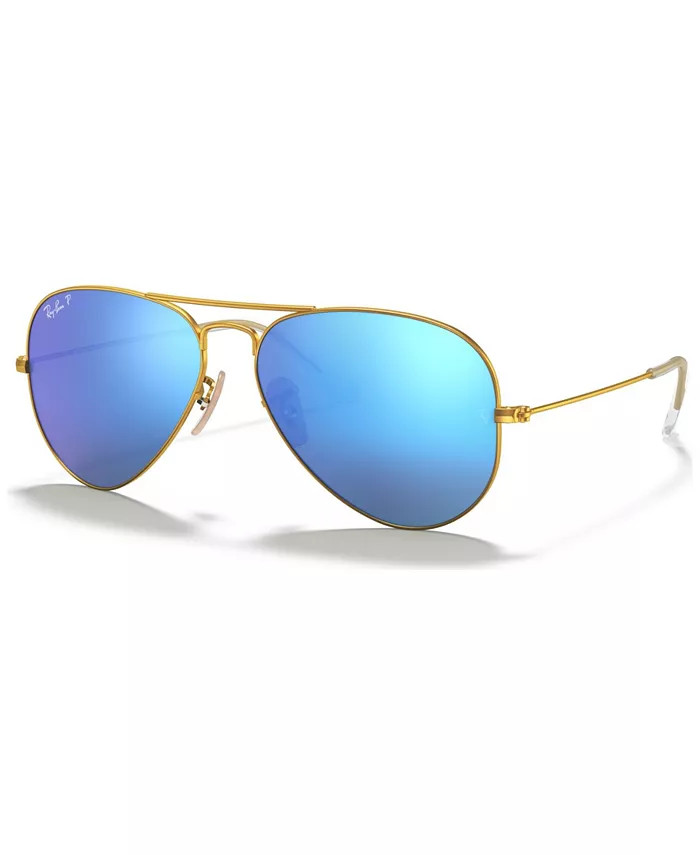 Ray-Ban Polarized Sunglasses, RB3025 AVIATOR MIRROR - Macy's | Macy's
