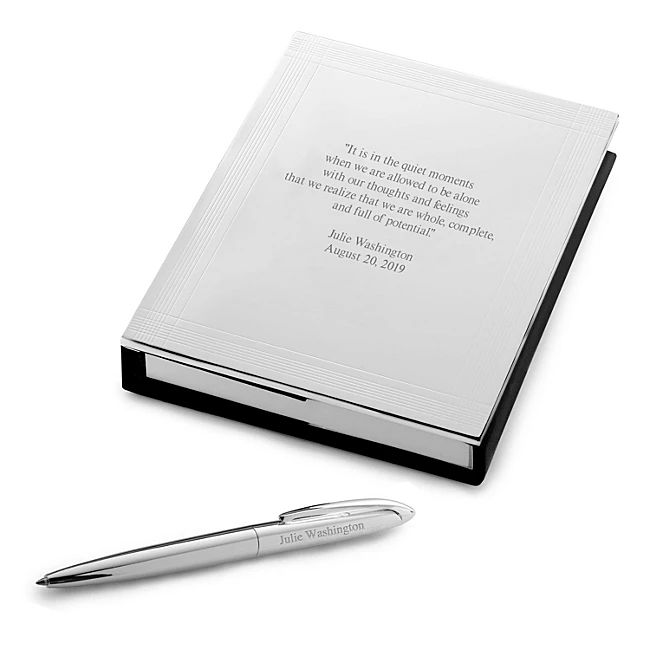 Silver Journal with Pen | Things Remembered