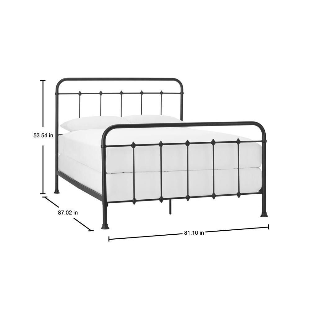 Dorley Farmhouse Black Metal King Bed (81.10in W. X 53.54 in H.) | The Home Depot