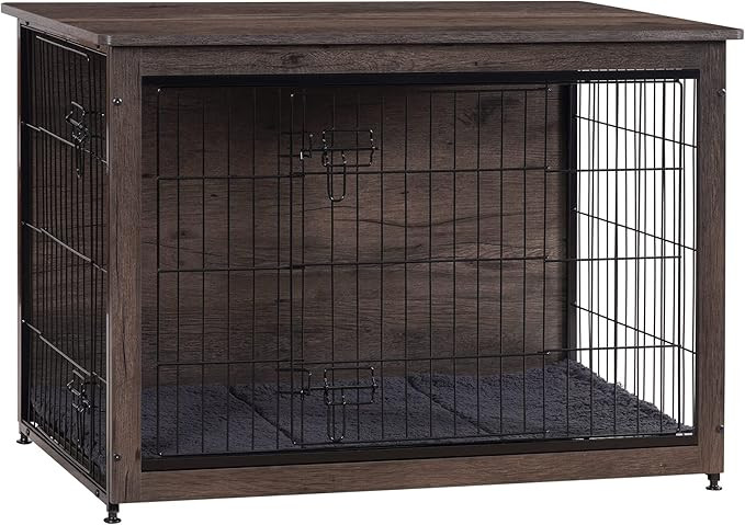 DWANTON Dog Crate Furniture with Cushion, Wooden Kennel Table with Double Doors, Indoor Dog House... | Amazon (US)
