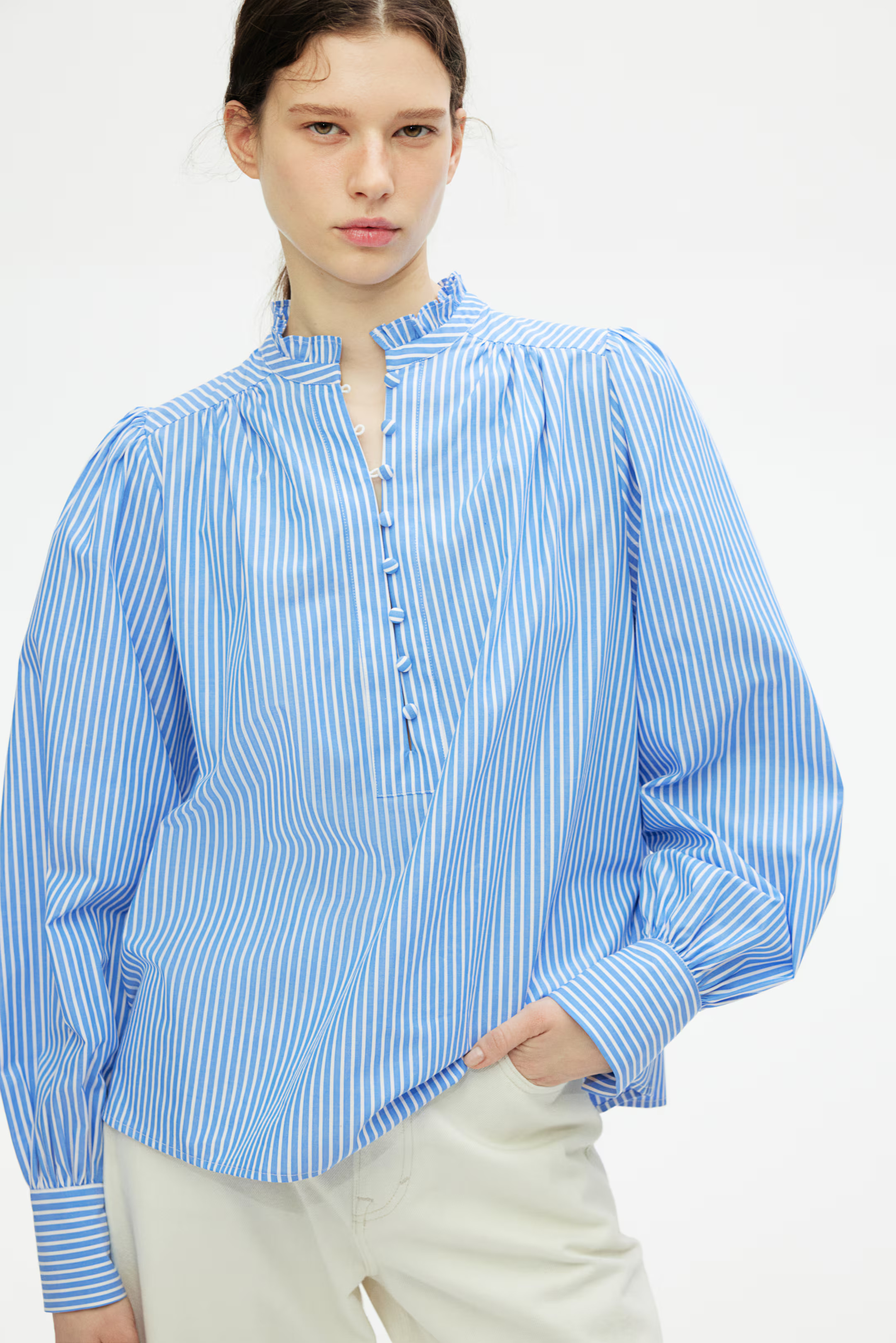 Frilled-collar cotton blouse | H&M (US + CA)