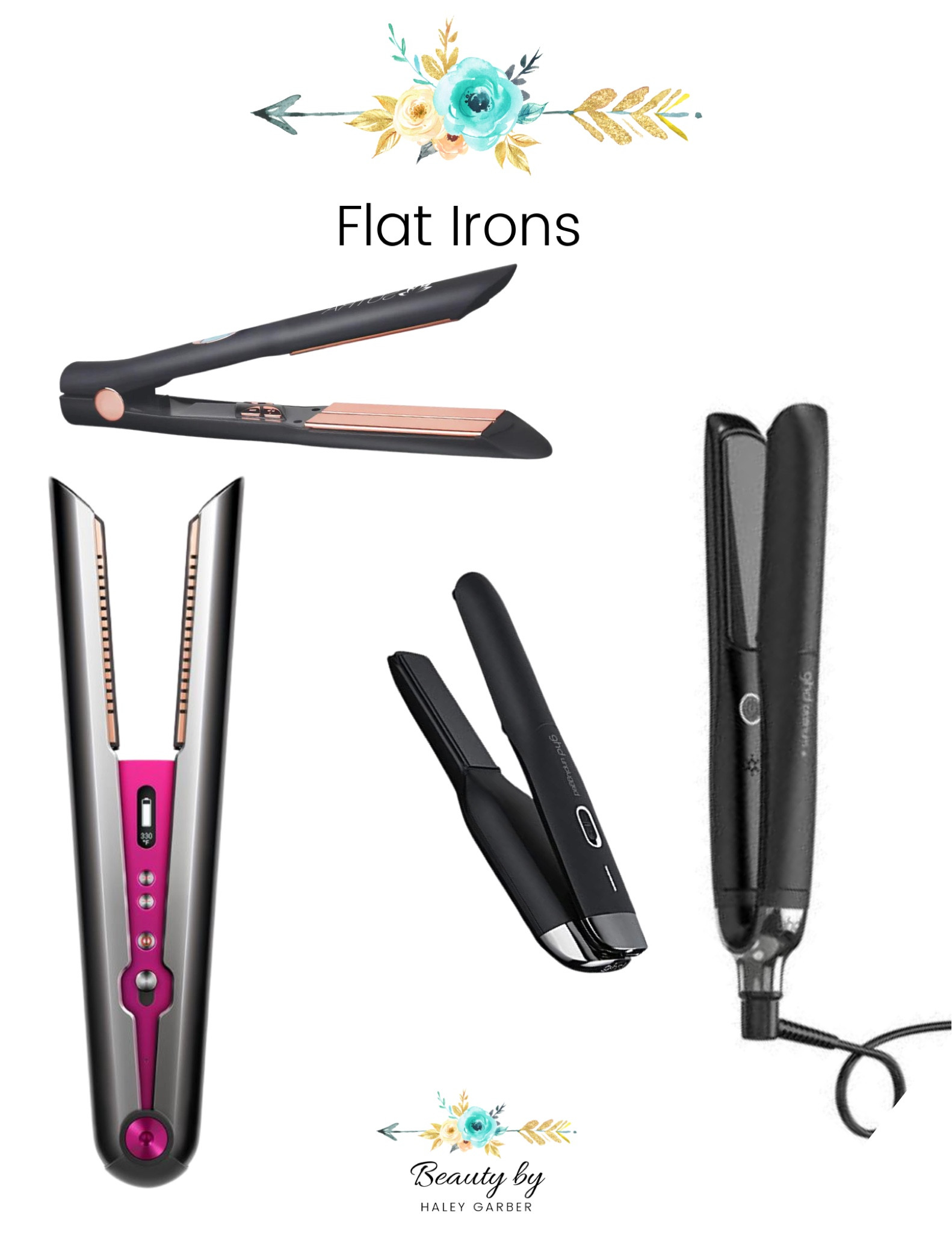 The flat irons I keep close by! The GHD and Dyson are tied for top spot by me. Being able to use the Dyson plugged in or cordless can be a game changer on site. The GHD heats evenly and quickly and is so comfortable to use. The GHD cordless mini is great for quick touch ups out the door (battery lasts about 20min) if you don’t already have a cordless flat iron! The Sutra is a great intro iron and heats up VERY quickly, plus those rose gold plates are beautiful.

#LTKtravel #LTKwedding #LTKbeauty