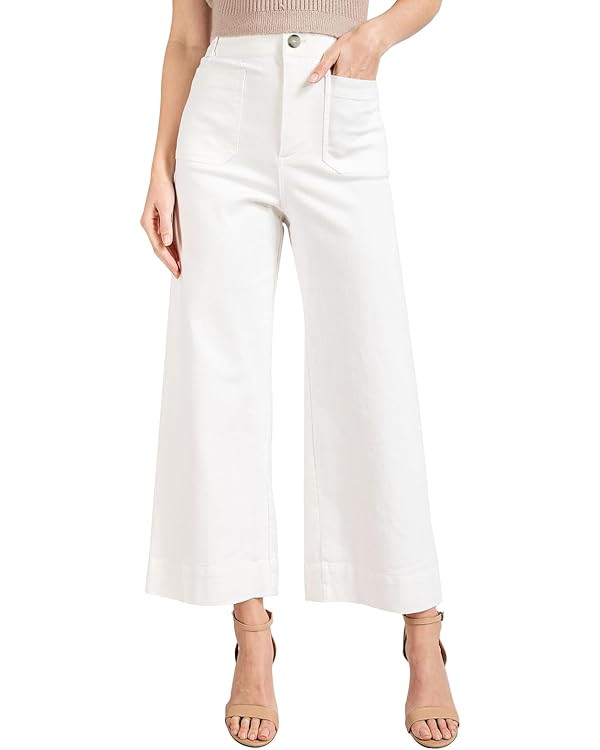 miduo Womens High Waisted Cropped Wide Leg Stretchy Straight Pants Trousers with Pockets | Amazon (US)
