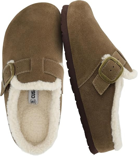 CUSHIONAIRE Haven Genuine Leather Clogs for Women \u2013 Faux Fur Lined Slip-On Womens Shoes with... | Amazon (US)