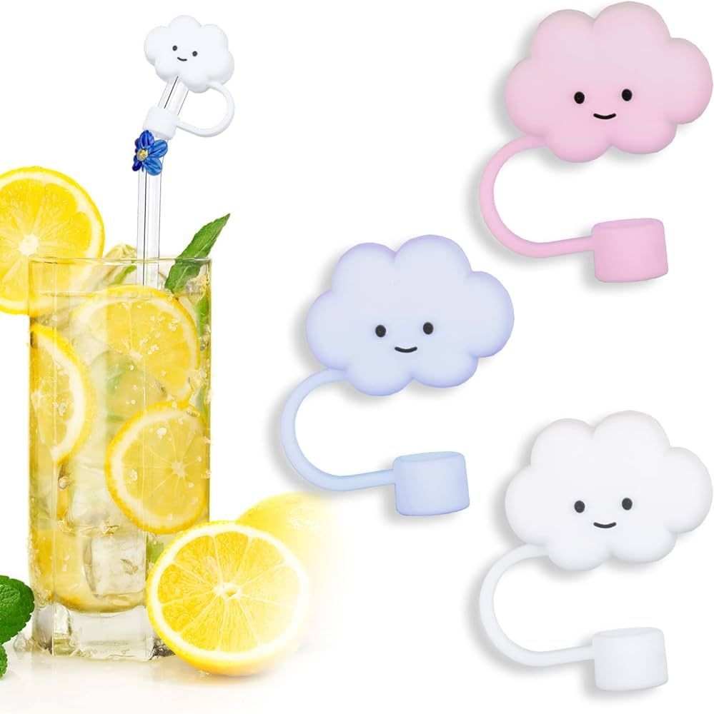 3 Pack colorful Cloud Shape Straw Covers Cap, Cute Silicone Cloud Straw Covers, Straw Protectors,... | Amazon (US)