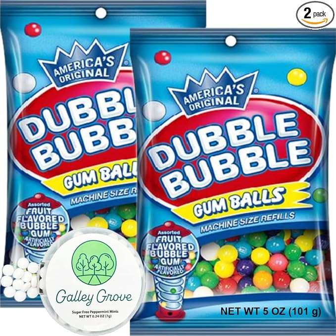 Mini Gumball Machine Refills Bubble Gum Bundle With Dubble Bubble America's Original 1/2 inch 13m... | Amazon (US)