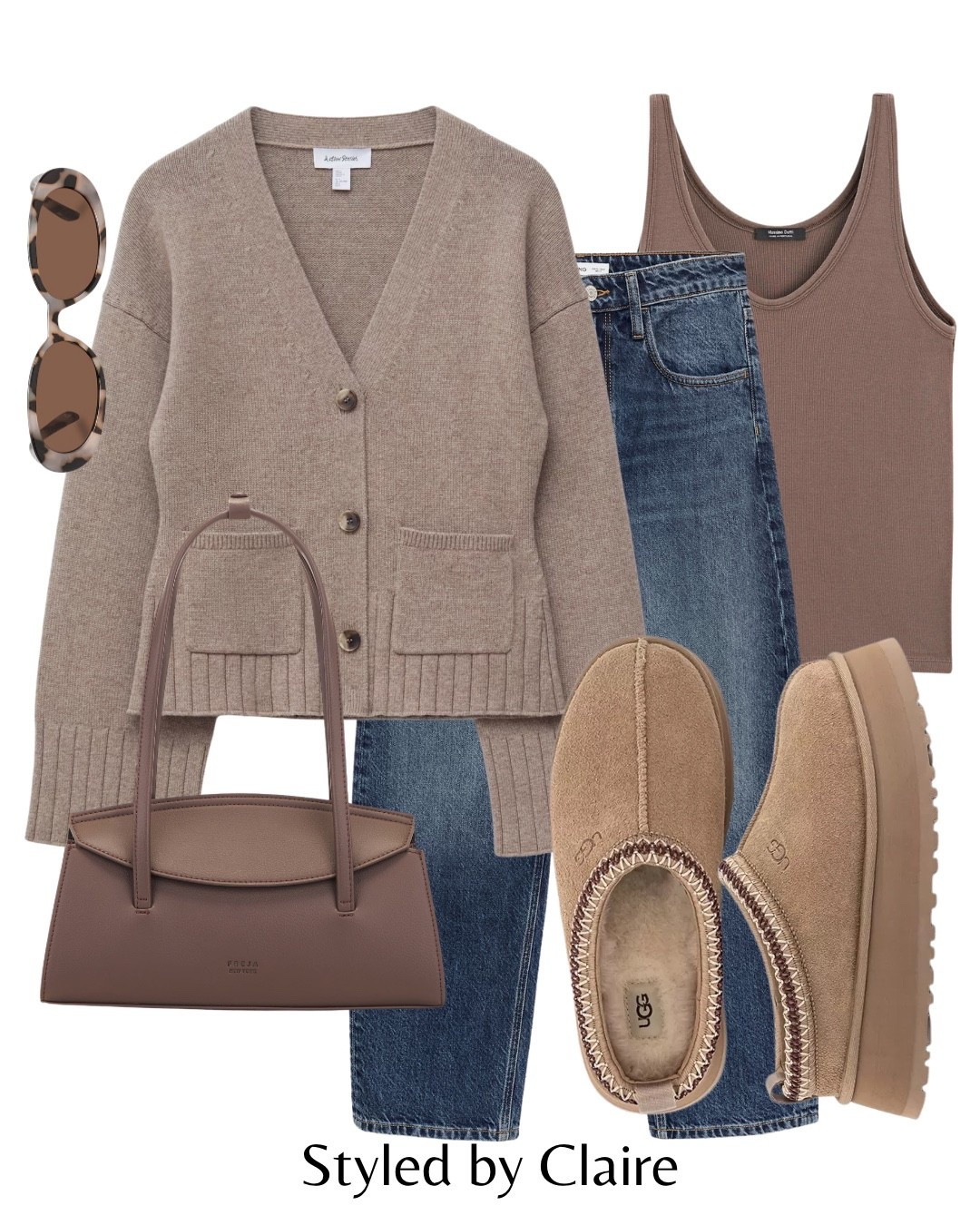 TRENDING CARDIGAN(designer inspired)❤️‍🔥
Tags: other stories H&M taupe mole chunky knit pockets dark wash high waist denim jeans freya shoulder bag mocha Ugg Tasman mushroom vest tank top sunglasses fashion autumn transitional inspo outfit ideas chic women’s style city break office work wear casual street style capsule wardrobe basics 

#LTKstyletip #LTKbag #LTKshoes