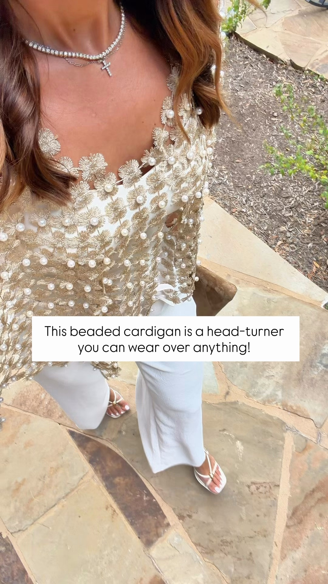 I love this beaded shawl! Elevated casual outfit. Party outfit. Date night outfit. Holiday party outfit. Thanksgiving outfit. It looks great over tops and dresses.