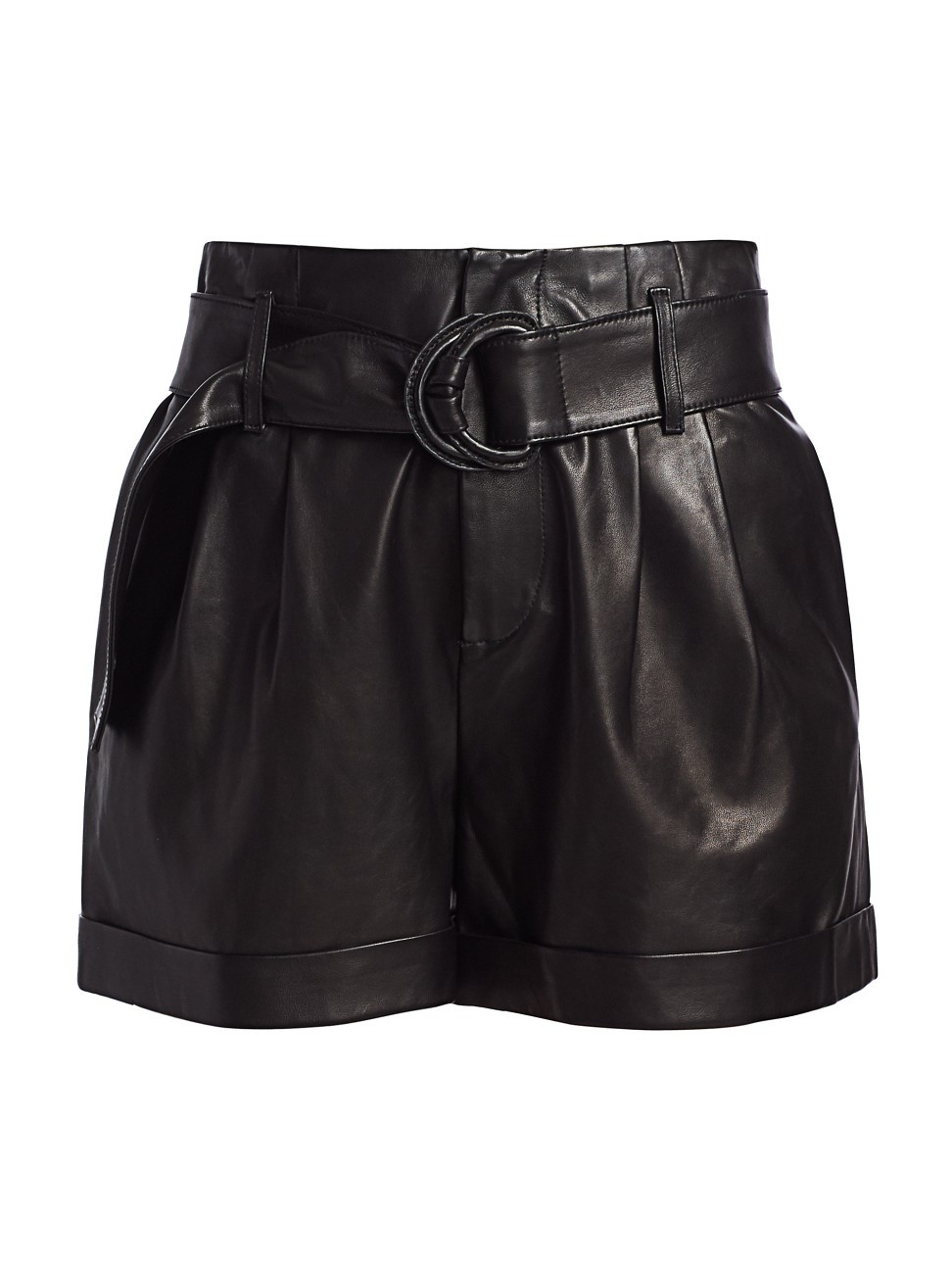 Frame Women's Paperbag Belted Leather Shorts - Noir - Size Denim: 31 | Saks Fifth Avenue