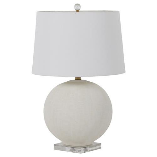 Gabby Wheeler Modern Clear Base White Ceramic Round Bedside Table Lamp | Kathy Kuo Home