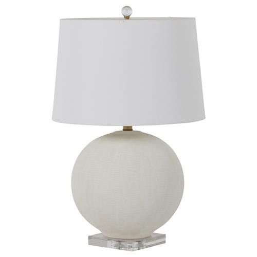 Gabby Wheeler Modern Clear Base White Ceramic Round Bedside Table Lamp | Kathy Kuo Home