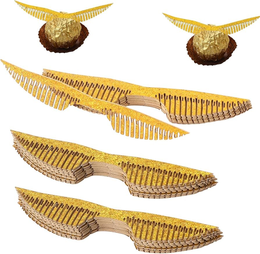 Amazon.com: 50 Pcs Glitter Golden Snitch with Glue Circles Chocolate Gold Decor Wizard Party Choc... | Amazon (US)