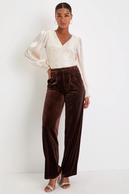 Brown velvet trousers, holiday outfit ideas 

#LTKSeasonal #LTKfindsunder50 #LTKHoliday