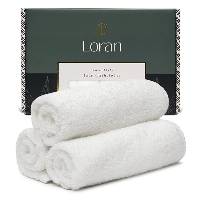 Loran Luxury Bamboo Viscose Facial Washcloth - Set of 6 Soft Cloths - Spa-Like Look & Feel - Luxu... | Amazon (US)
