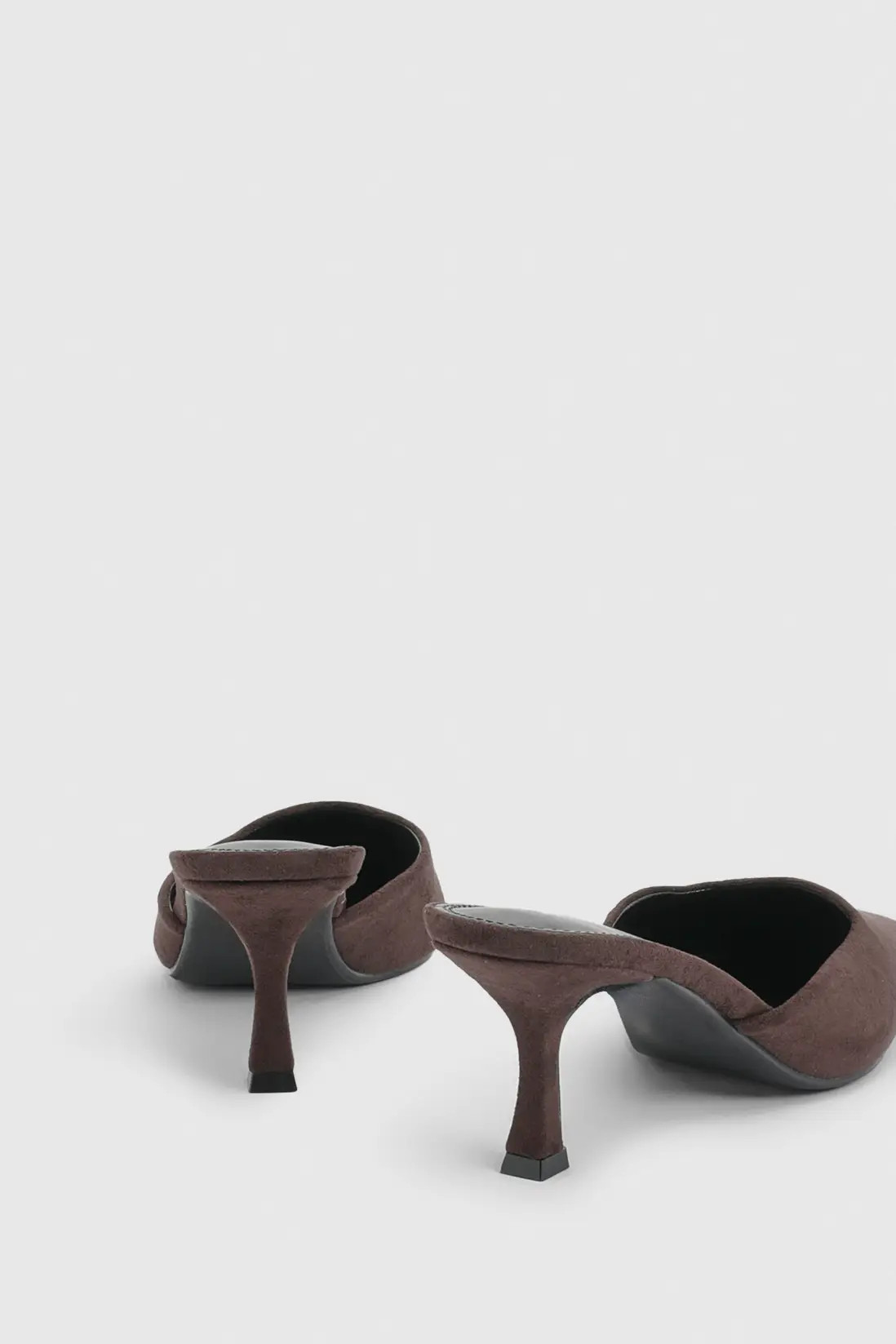 Brown Faux Suede Square Toe Court Mules | Boohoo | Boohoo.com (UK & IE)