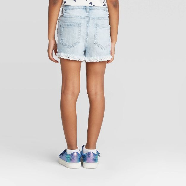 Toddler Girls' Lace Hem Jean Shorts - Cat & Jack™ Light Wash | Target