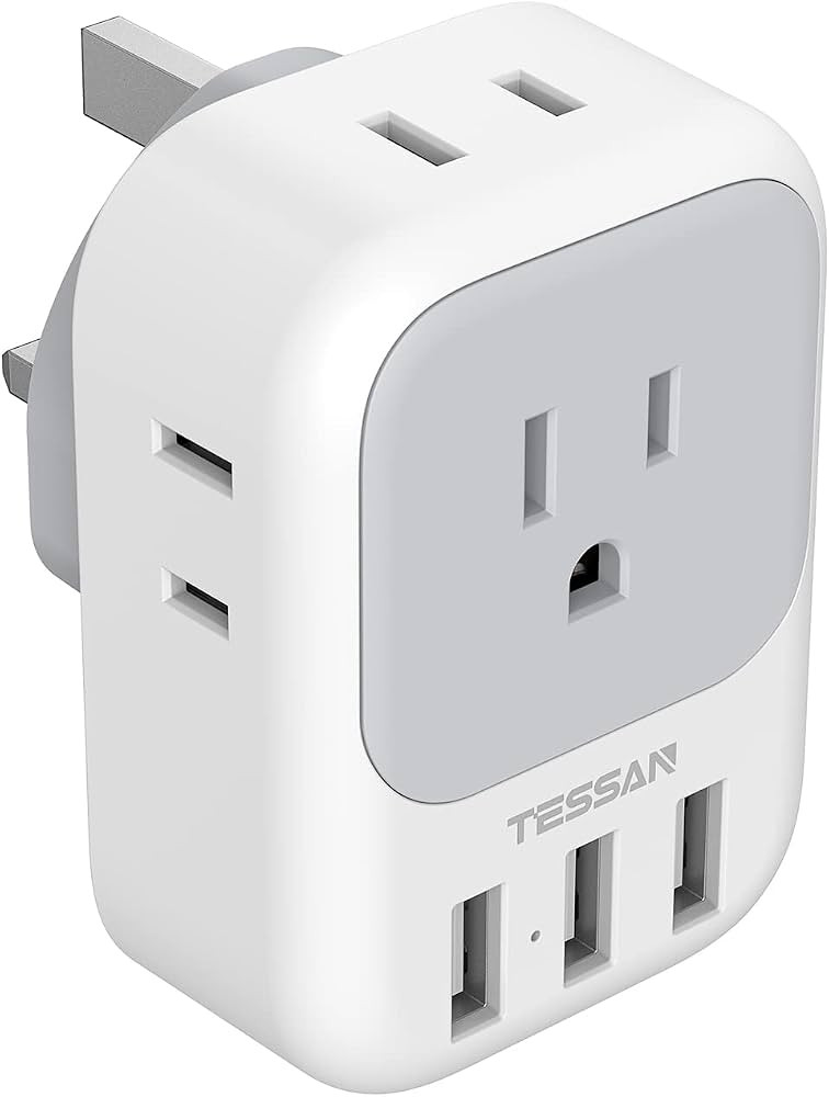 US to UK Plug Adapter, TESSAN Type G Ireland Travel Adapter with 4 Electrical Outlet 3 USB Charge... | Amazon (US)