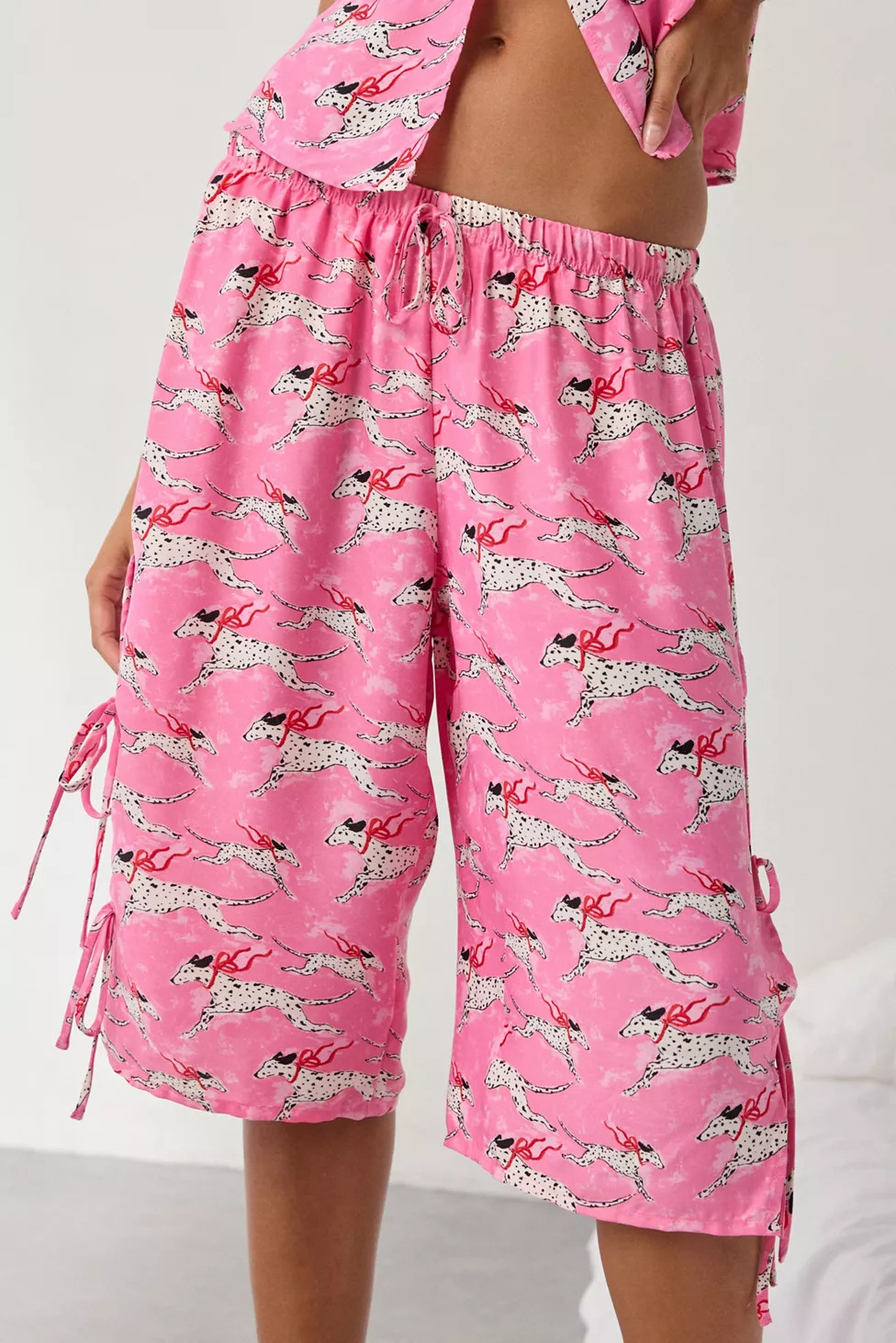 Out From Under Goodnight Kiss Side-Tie Satin Long Pajama Short | Urban Outfitters (US and RoW)