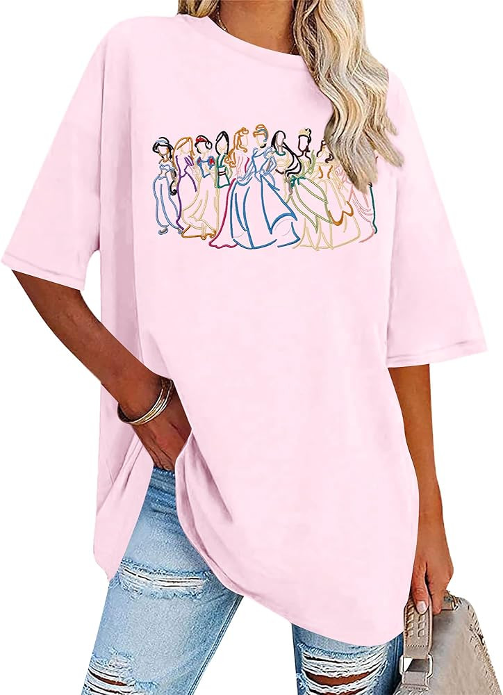 BANGELY Magical Shirt Women Cute Embroidered Magic Princess T-Shirt Family Vacation Shirt Casual ... | Amazon (US)