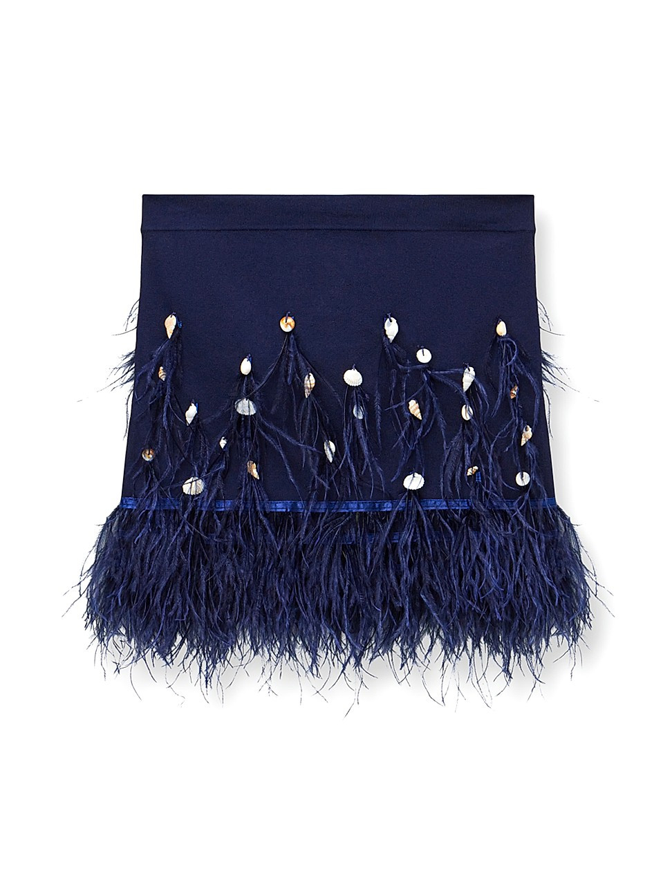 Women's Kristen Feather-Trim Strapless Top - Navy - Size Large - Navy - Size Large | Saks Fifth Avenue