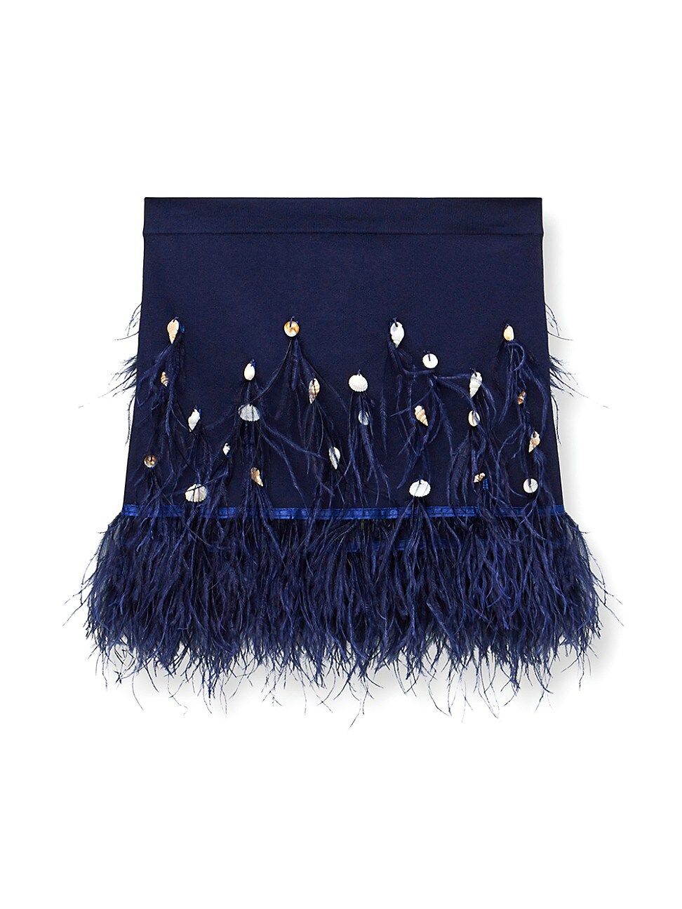 Women's Kristen Feather-Trim Strapless Top - Navy - Size Large - Navy - Size Large | Saks Fifth Avenue